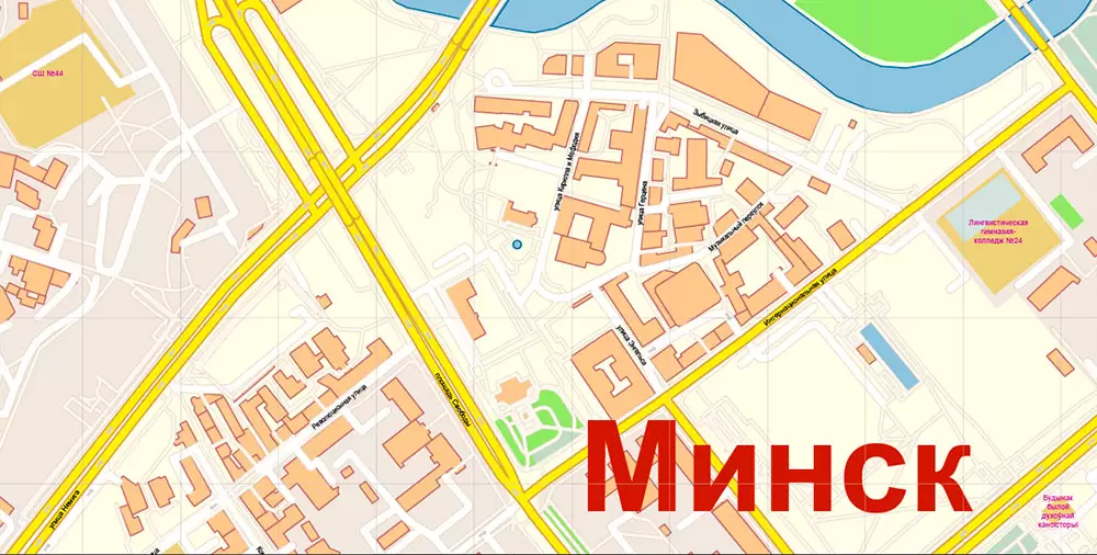 Minsk Belarus PDF Map Vector Exact City Plan High Detailed Street Map editable Adobe PDF in layers