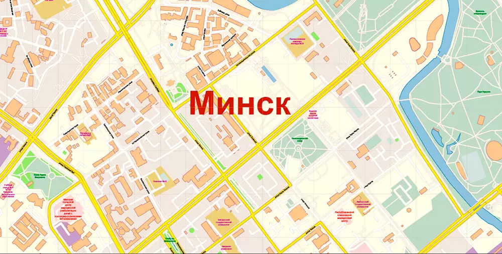 Minsk Belarus PDF Map Vector Exact City Plan High Detailed Street Map editable Adobe PDF in layers