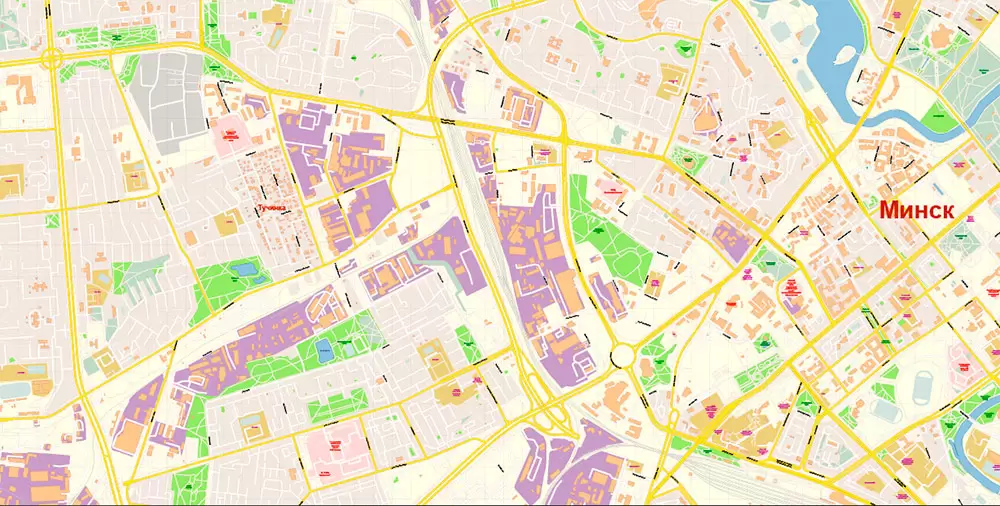 Minsk Belarus PDF Map Vector Exact City Plan High Detailed Street Map editable Adobe PDF in layers