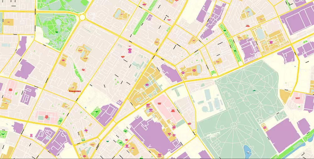 Minsk Belarus PDF Map Vector Exact City Plan High Detailed Street Map editable Adobe PDF in layers