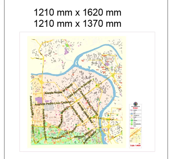 Santo Domingo RD Special Map Vector Exact City Plan High Detailed Street Map editable Adobe Illustrator + PDF in layers