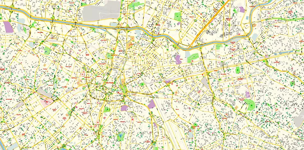 Sao Paulo \ San Paulo Brazil Map Vector Exact City Plan High Detailed Street Map editable Adobe Illustrator in layers