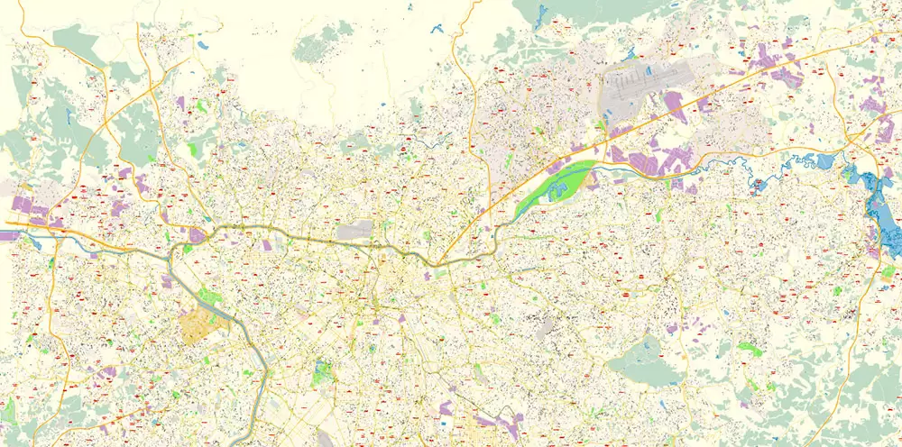 Sao Paulo \ San Paulo Brazil Map Vector Exact City Plan High Detailed Street Map editable Adobe Illustrator in layers