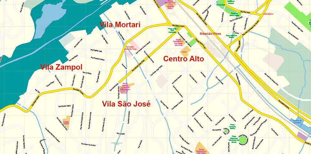 Sao Paulo \ San Paulo Brazil Map Vector Exact City Plan High Detailed Street Map editable Adobe Illustrator in layers