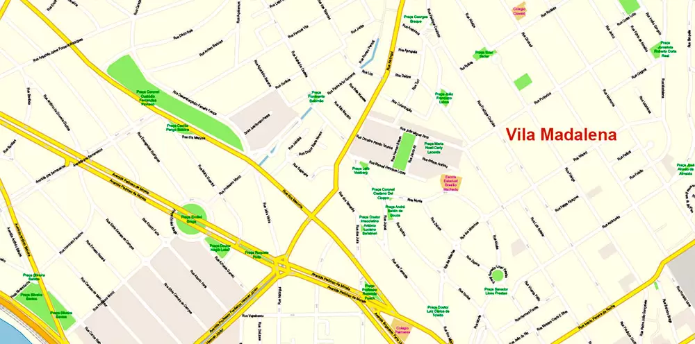 Sao Paulo \ San Paulo Brazil Map Vector Exact City Plan High Detailed Street Map editable Adobe Illustrator in layers