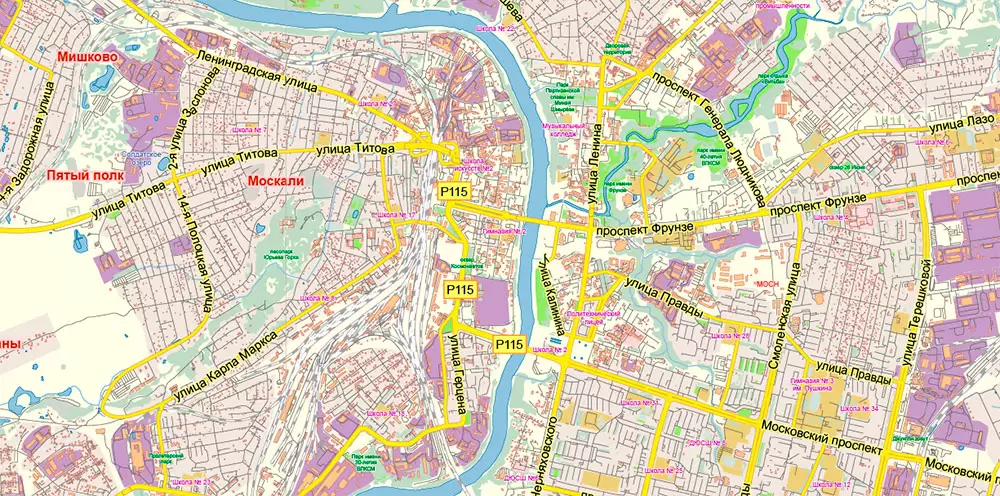 Vitebsk Belarus PDF Map Vector Exact City Plan Low Detailed Street Map editable Adobe PDF in layers