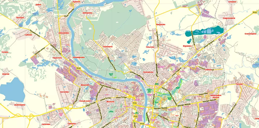 Vitebsk Belarus PDF Map Vector Exact City Plan Low Detailed Street Map editable Adobe PDF in layers