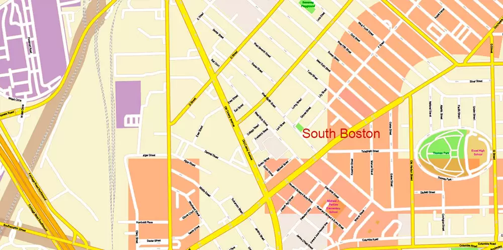 Boston Massachusetts US PDF Map Vector Exact City Plan High Detailed Street Map Metro Area + ZIP-Codes editable Adobe PDF in layers