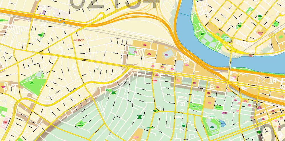 Boston Massachusetts US PDF Map Vector Exact City Plan High Detailed Street Map Metro Area + ZIP-Codes editable Adobe PDF in layers