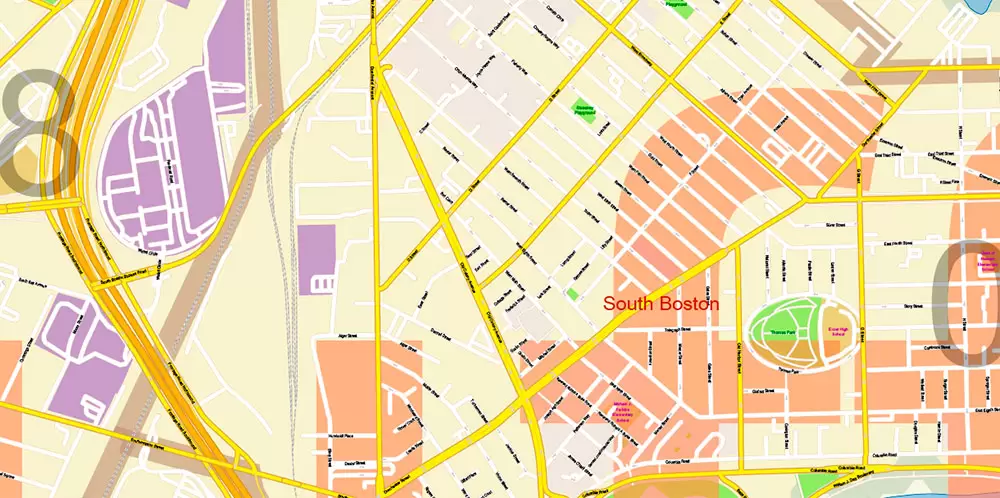 Boston Massachusetts US PDF Map Vector Exact City Plan High Detailed Street Map Metro Area + ZIP-Codes editable Adobe PDF in layers