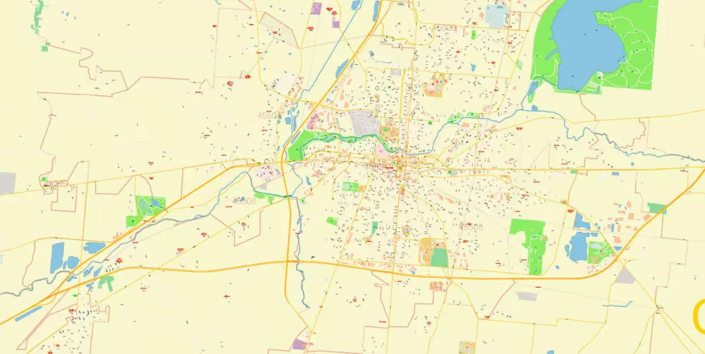 Dayton Springfield Ohio US PDF Map Vector Exact City Plan High Detailed Street Map + ZIP-Codes editable Adobe PDF in layers