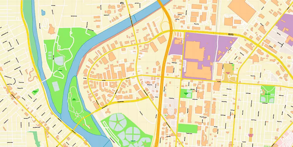 Dayton Springfield Ohio US PDF Map Vector Exact City Plan High Detailed Street Map + ZIP-Codes editable Adobe PDF in layers