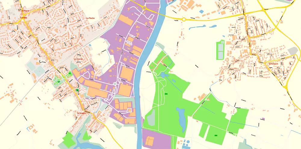 Lille France Map Vector Exact City Plan High Detailed Street Map editable Adobe Illustrator in layers