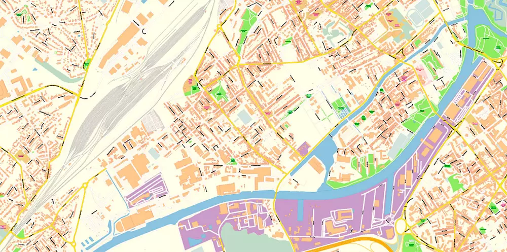 Lille France Map Vector Exact City Plan High Detailed Street Map editable Adobe Illustrator in layers
