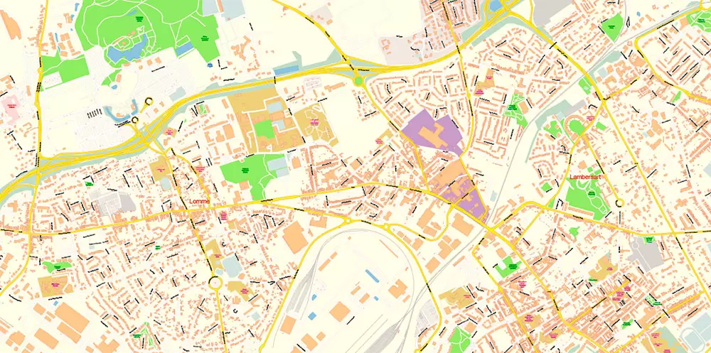 Lille France Map Vector Exact City Plan High Detailed Street Map editable Adobe Illustrator in layers
