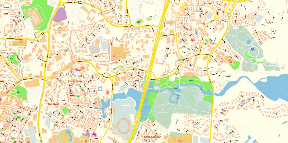 Lille France Map Vector Exact City Plan High Detailed Street Map editable Adobe Illustrator in layers