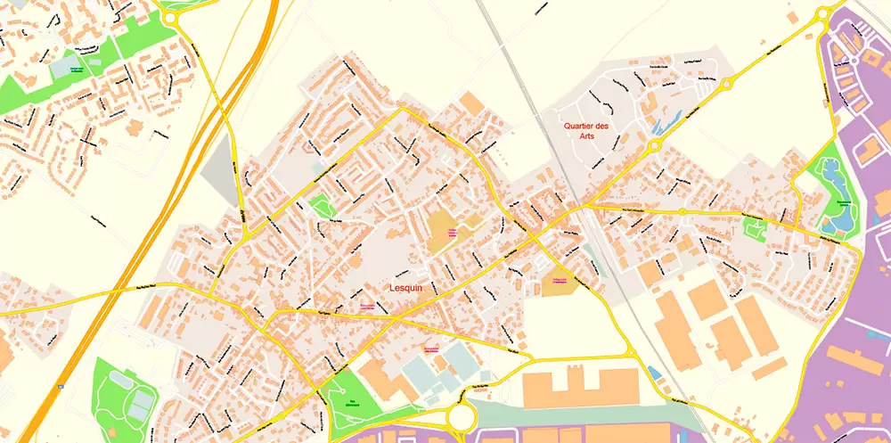 Lille France Map Vector Exact City Plan High Detailed Street Map editable Adobe Illustrator in layers