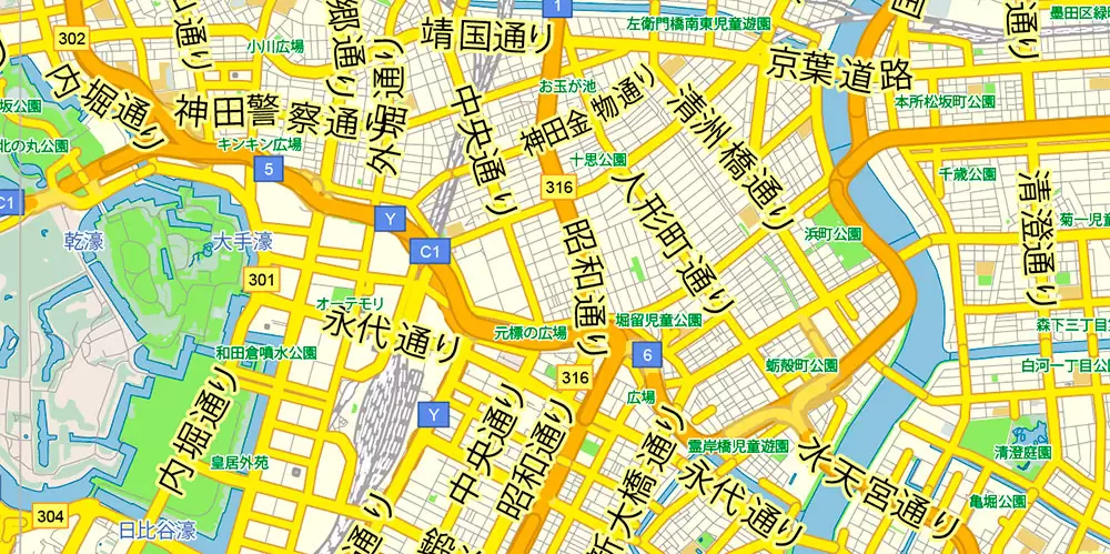 Tokyo Japan Map Vector Exact City Plan Low Detailed Street Map editable Adobe Illustrator in layers