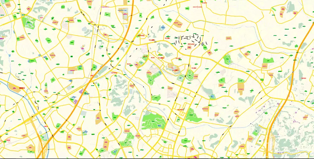 Tokyo Japan PDF Map Vector Exact City Plan High Detailed Street Map editable Adobe PDF in layers