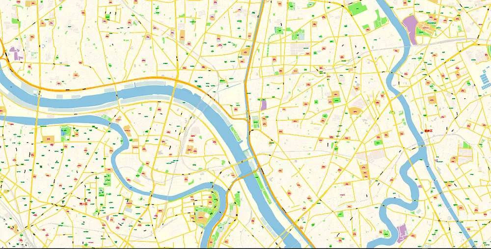 Tokyo Japan PDF Map Vector Exact City Plan High Detailed Street Map editable Adobe PDF in layers