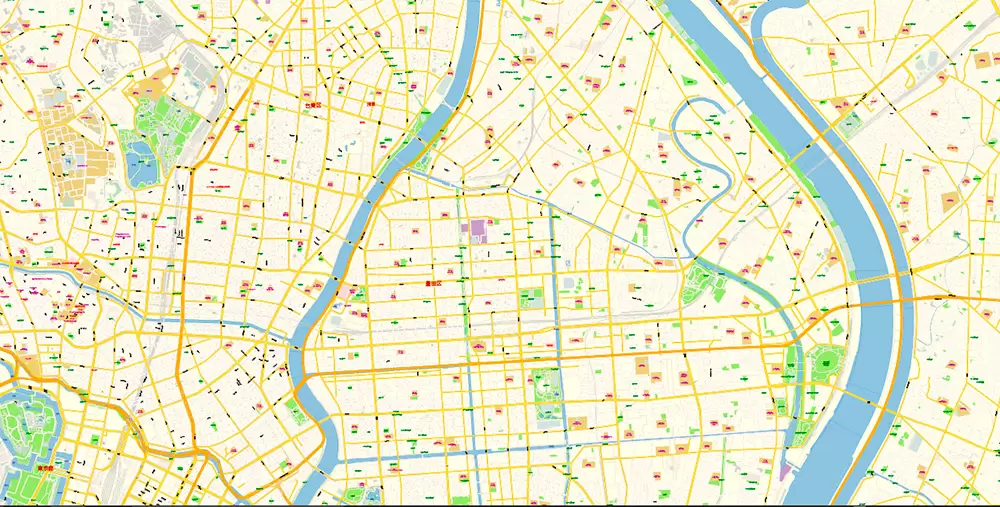 Tokyo Japan PDF Map Vector Exact City Plan High Detailed Street Map editable Adobe PDF in layers