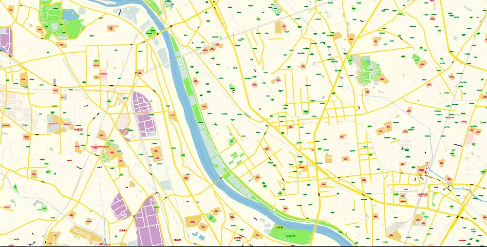 Tokyo Japan PDF Map Vector Exact City Plan High Detailed Street Map editable Adobe PDF in layers