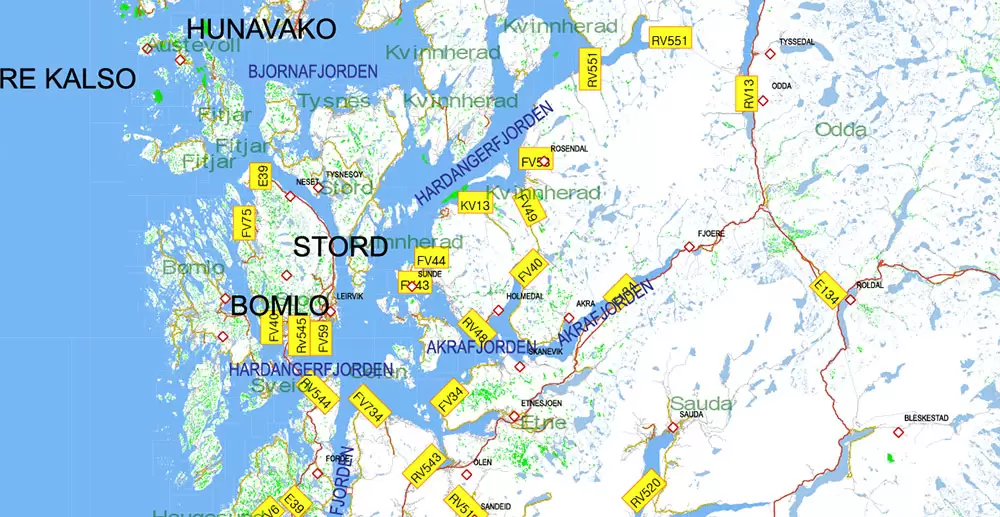 Norway PDF Map Vector Full Extra High Detailed 01 (all roads) in ONE file + Relief + Admin Areas editable Adobe PDF in layers