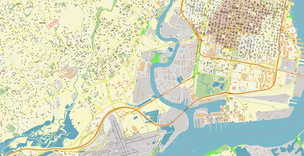Philadelphia Pennsylvania US PDF Map Vector Exact City Plan High Detailed Street Map editable Adobe PDF in layers