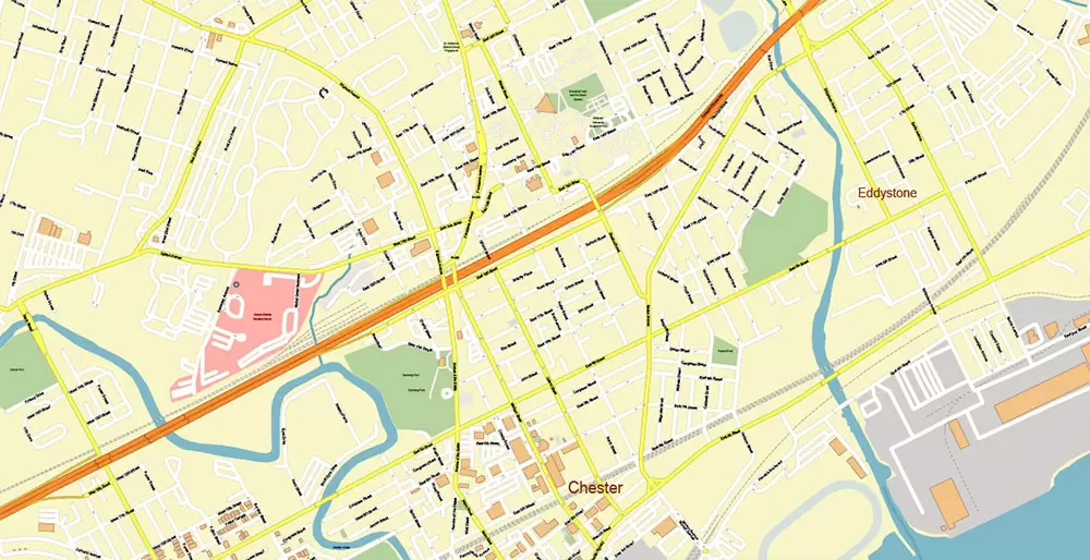 Philadelphia Pennsylvania US PDF Map Vector Exact City Plan High Detailed Street Map editable Adobe PDF in layers