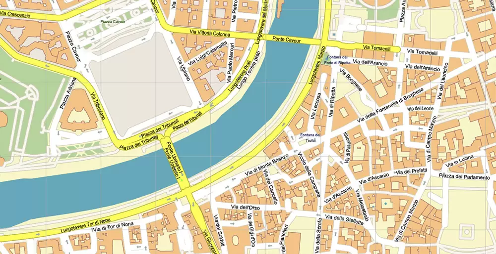 Roma Rome Italy PDF Map Vector Exact City Plan High Detailed Street Map editable Adobe PDF in layers