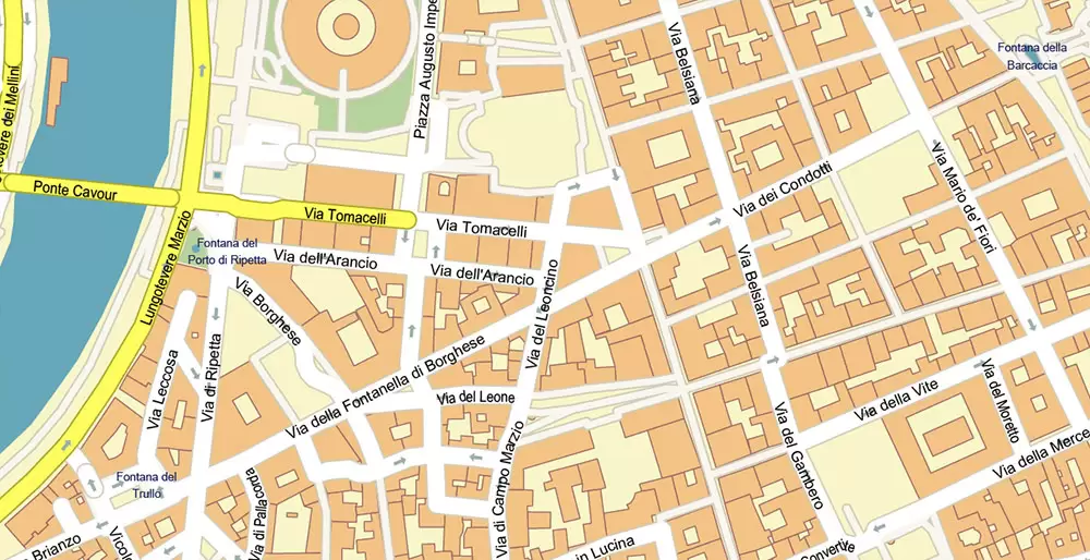 Roma Rome Italy PDF Map Vector Exact City Plan High Detailed Street Map editable Adobe PDF in layers