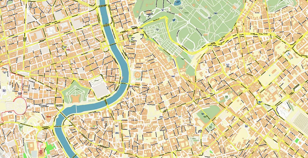 Roma Rome Italy PDF Map Vector Exact City Plan High Detailed Street Map editable Adobe PDF in layers