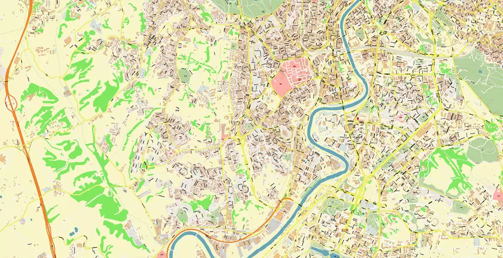 Roma Rome Italy PDF Map Vector Exact City Plan High Detailed Street Map editable Adobe PDF in layers