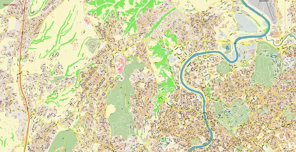 Roma Rome Italy PDF Map Vector Exact City Plan High Detailed Street Map editable Adobe PDF in layers
