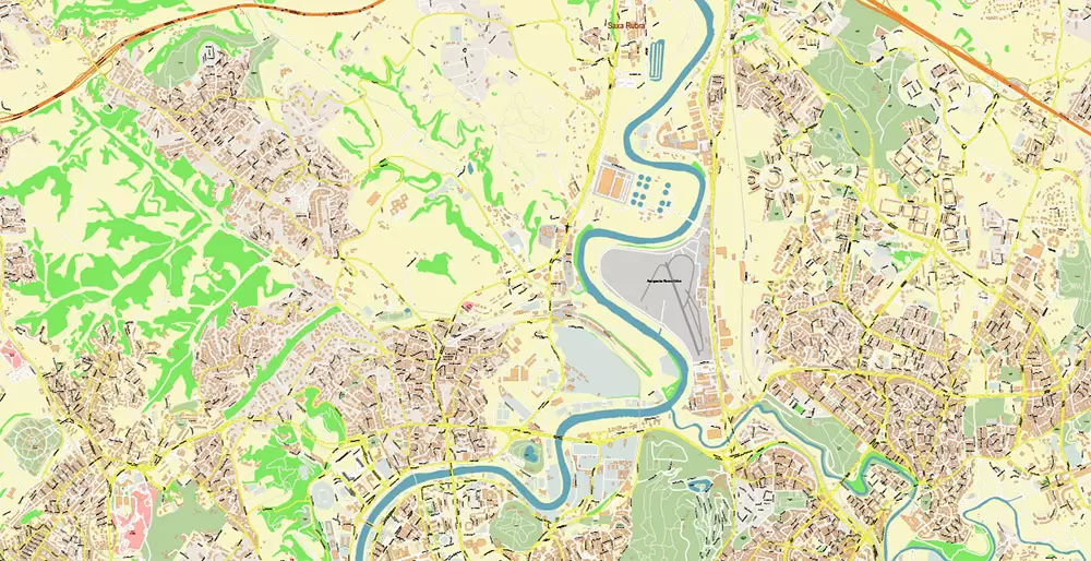 Roma Rome Italy PDF Map Vector Exact City Plan High Detailed Street Map editable Adobe PDF in layers