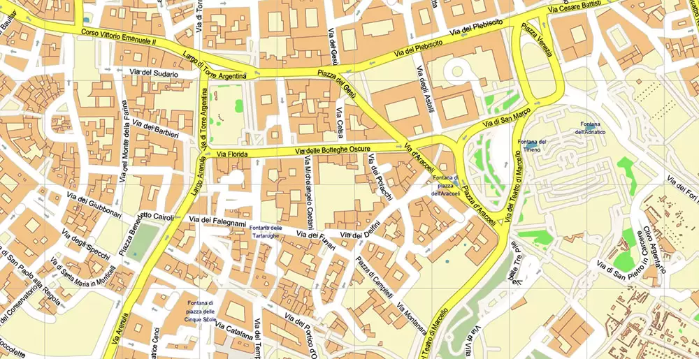 Roma Rome Italy PDF Map Vector Exact City Plan High Detailed Street Map editable Adobe PDF in layers