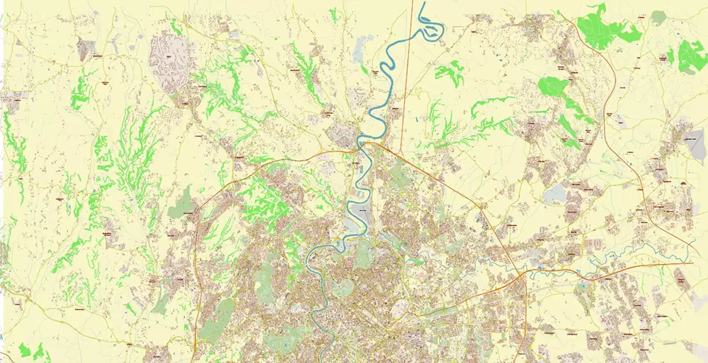 Roma Rome Italy PDF Map Vector Exact City Plan High Detailed Street Map editable Adobe PDF in layers
