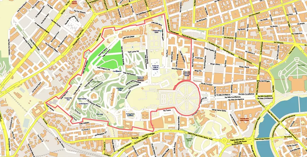 Roma Rome Italy PDF Map Vector Exact City Plan High Detailed Street Map editable Adobe PDF in layers