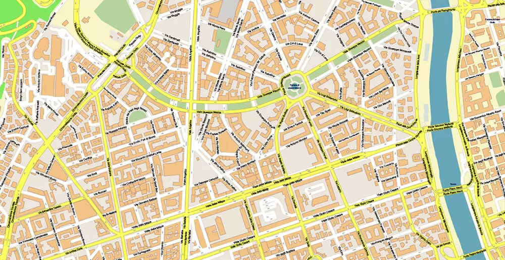 Roma Rome Italy PDF Map Vector Exact City Plan High Detailed Street Map editable Adobe PDF in layers