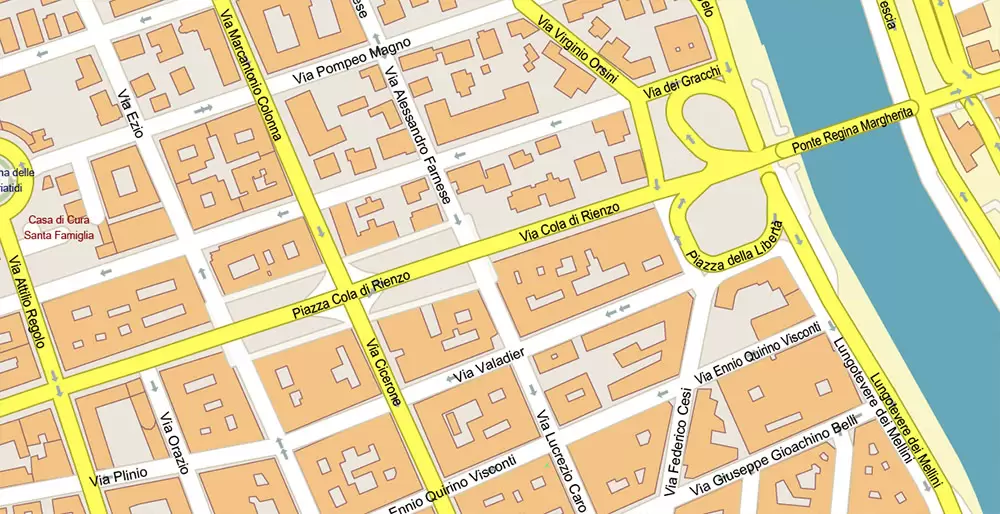 Roma Rome Italy PDF Map Vector Exact City Plan High Detailed Street Map editable Adobe PDF in layers