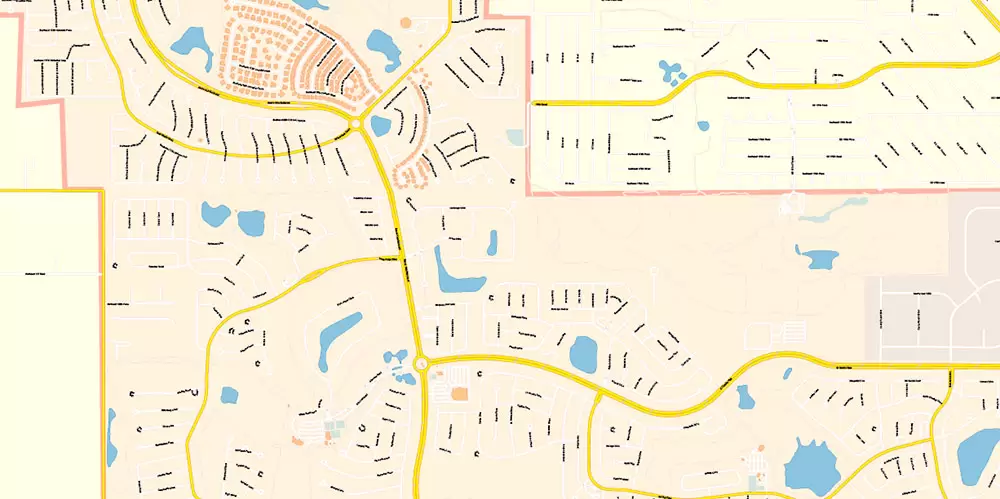 The Villages Florida US PDF Map Vector Exact City Plan High Detailed Street Map editable Adobe PDF in layers