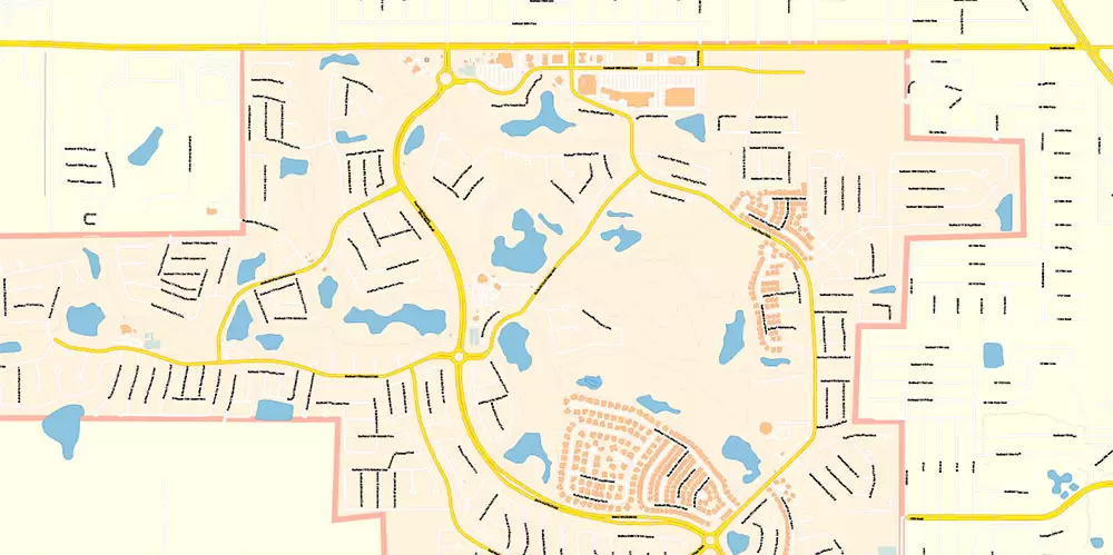 The Villages Florida US PDF Map Vector Exact City Plan High Detailed Street Map editable Adobe PDF in layers