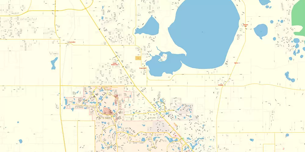 The Villages Florida US PDF Map Vector Exact City Plan High Detailed Street Map editable Adobe PDF in layers