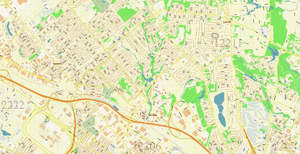 Albany County New York US PDF Vector Map Exact State Plan High Detailed Road Map + admin + Zipcodes editable Adobe PDF in layers
