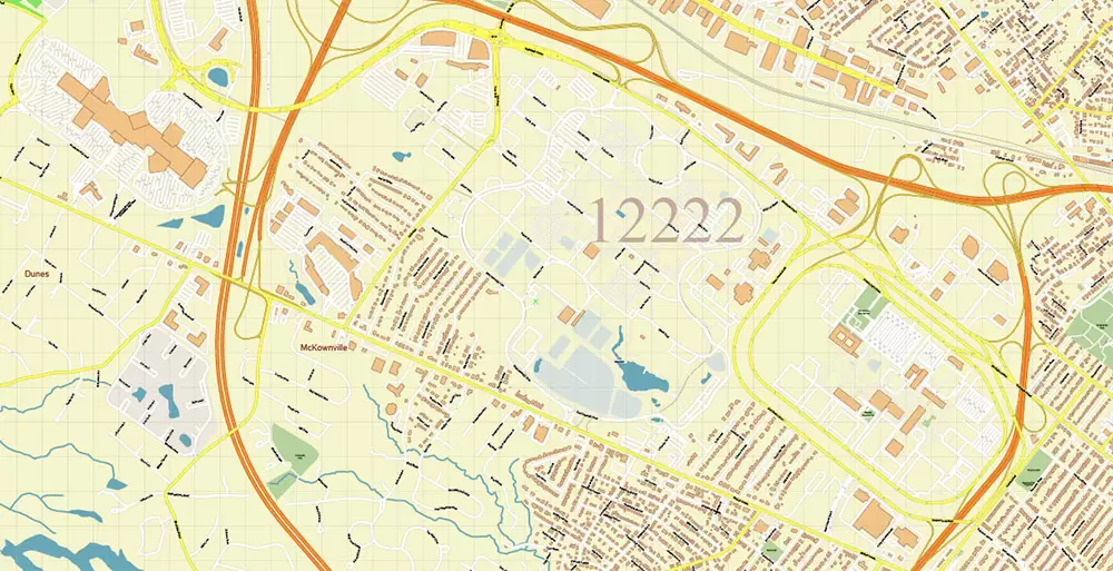 Albany County New York US PDF Vector Map Exact State Plan High Detailed Road Map + admin + Zipcodes editable Adobe PDF in layers