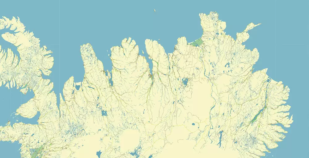 Iceland full country PDF Vector Map Accurate Road Plan High Detailed Street Map editable Adobe PDF in layers