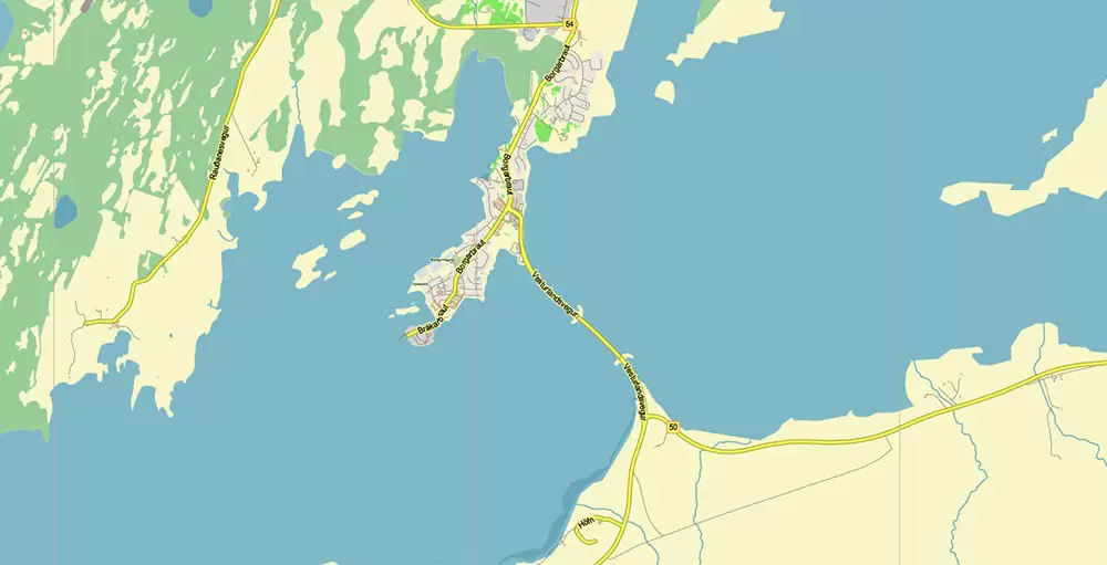 Iceland full country PDF Vector Map Accurate Road Plan High Detailed Street Map editable Adobe PDF in layers