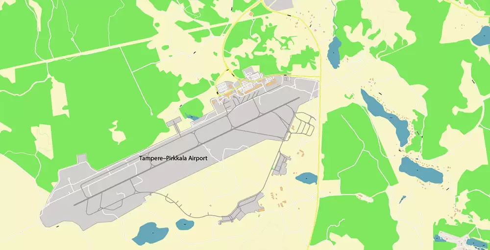 Tampere Finland PDF Vector Map Exact City Plan High Detailed Street Map editable Adobe PDF in layers
