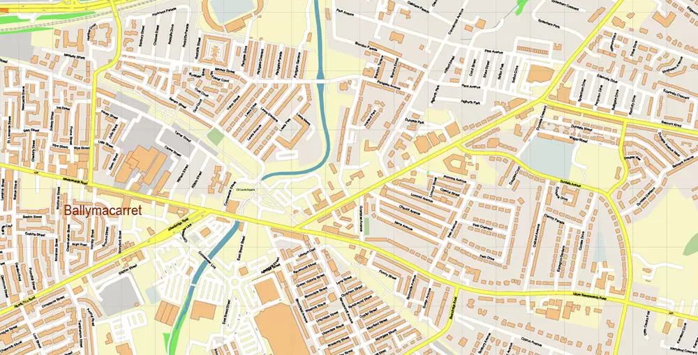 Belfast Northern Ireland UK PDF Vector Map Exact City Plan High Detailed Street Map Adobe PDF in layers