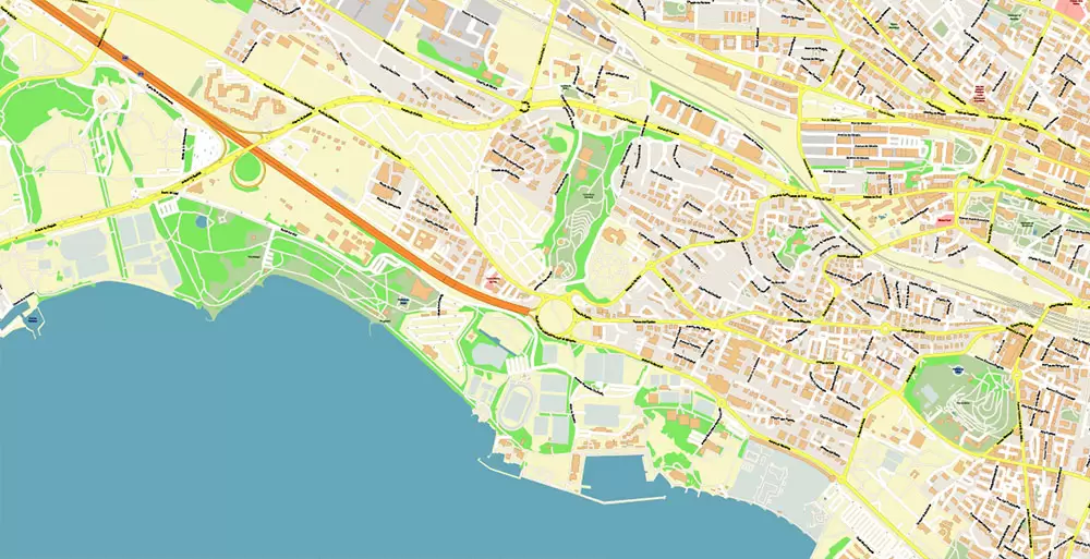 Lausanne Switzerland Map Vector Accurate High Detailed City Plan editable Adobe Illustrator Street Map in layers
